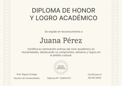 Plantilla diploma formal y elegante – Horizontal Plantilla diploma formal y elegante – Horizontal