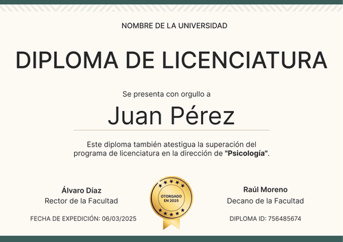 Plantilla diploma profesional y académica en verde – Horizontal Plantilla diploma profesional y académica en verde – Horizontal