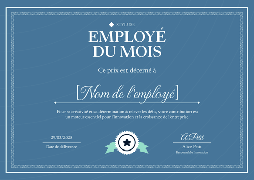 Certificat employé du mois formel et traditionnel – Paysage Certificat employé du mois formel et traditionnel – Paysage