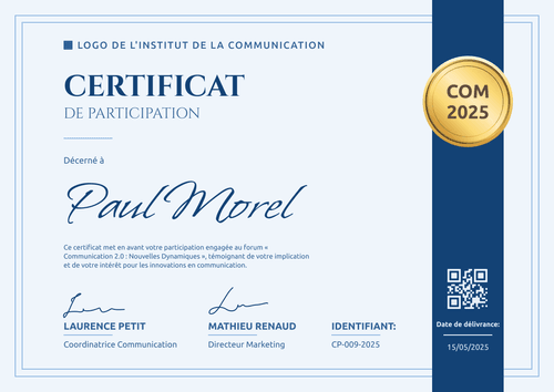 Modèle d’attestation de participation à une formation formel et élégant - Paysage Modèle d’attestation de participation à une formation formel et élégant - Paysage