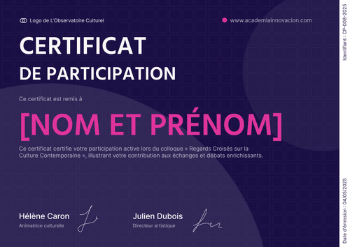 Modèle certificat de participation professionnel et stylisé – Paysage Modèle certificat de participation professionnel et stylisé – Paysage