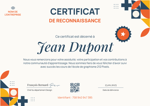 Certificat de reconnaissance moderne et élégant – Paysage Certificat de reconnaissance moderne et élégant – Paysage