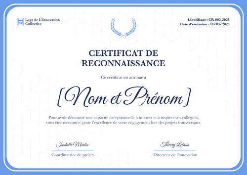 Modèle de certificat de reconnaissance minimaliste et clair – Paysage Modèle de certificat de reconnaissance minimaliste et clair – Paysage