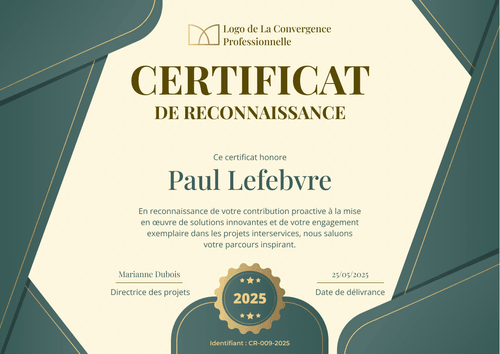 Certificat de reconnaissance professionnel et exemplaire – Paysage Certificat de reconnaissance professionnel et exemplaire – Paysage