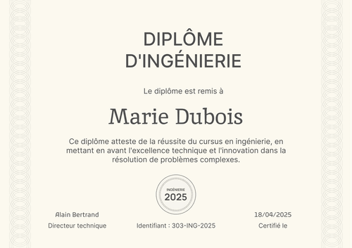 Modèle diplôme formel et sobre – Paysage Modèle diplôme formel et sobre – Paysage