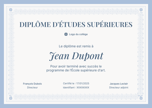 Modèle diplome traditionnel et digne – Paysage Modèle diplome traditionnel et digne – Paysage