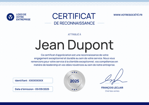 Modèle de certificat d’appréciation modifiable et professionnel – Paysage Modèle de certificat d’appréciation modifiable et professionnel – Paysage