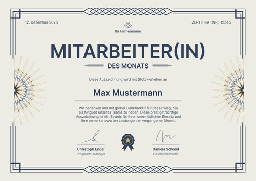 Stilvolle Mitarbeiter des Monats Vorlage – Querformat Stilvolle Mitarbeiter des Monats Vorlage – Querformat