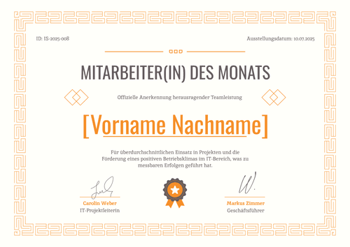 Wertschätzende Mitarbeiter des Monats Vorlage – Querformat Wertschätzende Mitarbeiter des Monats Vorlage – Querformat