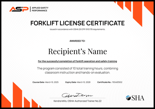 Editable Forklift License Certificate Template - Landscape Editable Forklift License Certificate Template - Landscape
