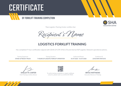 Striking Forklift Training Certificate Template – Landscape Striking Forklift Training Certificate Template – Landscape