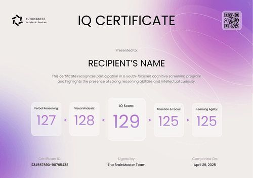 Free Modern IQ Certificate Template – Landscape Free Modern IQ Certificate Template – Landscape