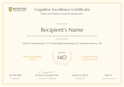 Traditional IQ Test Certificate Template – Landscape Traditional IQ Test Certificate Template – Landscape