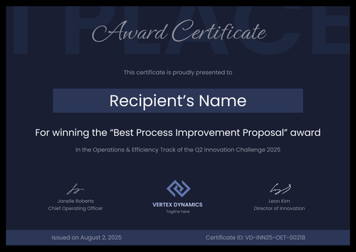 Blue Winner Certificate Template Free to Customize - Landscape Blue Winner Certificate Template Free to Customize - Landscape