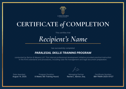 Refined Paralegal Certificate Template – Landscape Refined Paralegal Certificate Template – Landscape