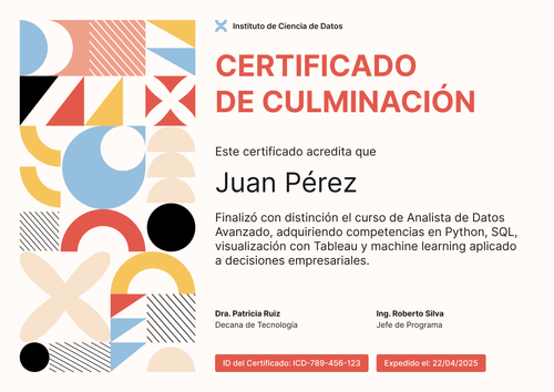 Plantilla certificado de finalización dinámica – Horizontal Plantilla certificado de finalización dinámica – Horizontal