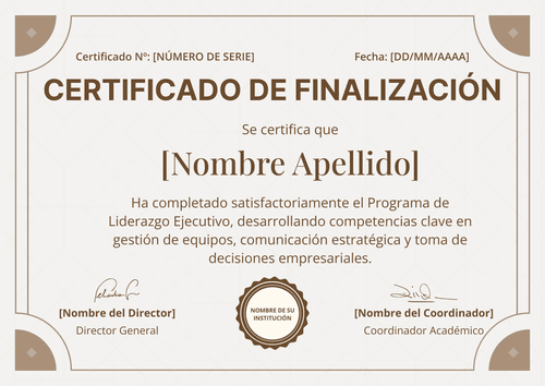 Plantilla certificado de finalización clásica y simple – Horizontal Plantilla certificado de finalización clásica y simple – Horizontal