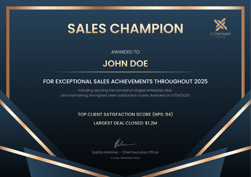 Free Sales Award Certificate Template - Landscape Free Sales Award Certificate Template - Landscape