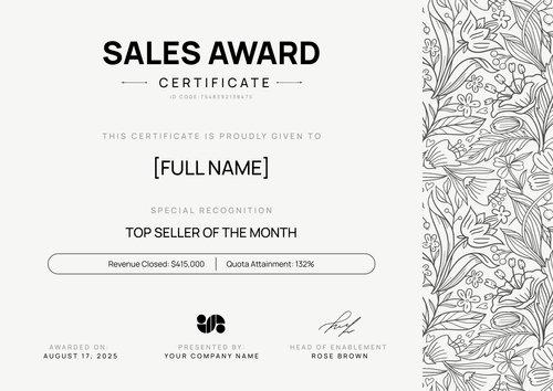Edit Sales Award Certificate Template in Certifier for Free - Landscape Edit Sales Award Certificate Template in Certifier for Free - Landscape