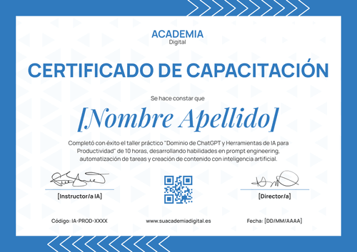 Modelo de certificado de capacitación clásico y simple - Horizontal Modelo de certificado de capacitación clásico y simple - Horizontal