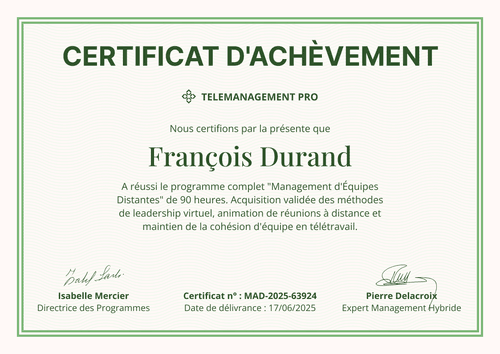 Certificat achèvement modèle – Paysage Certificat achèvement modèle – Paysage