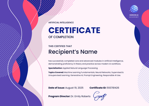 Free AI Certificate Template – Landscape Free AI Certificate Template – Landscape
