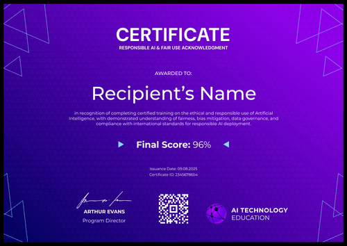 Violet AI Certificate Template – Landscape Violet AI Certificate Template – Landscape
