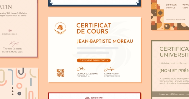 15 modèles certificat de cours gratuits à personnaliser