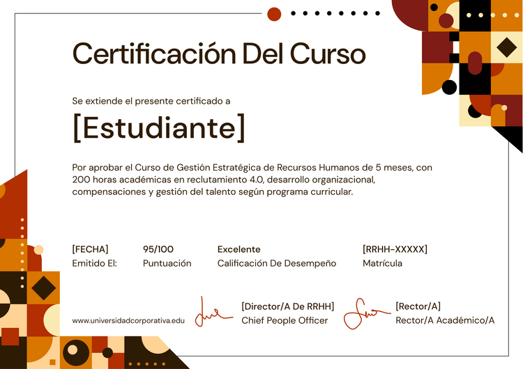 Modelo de certificado de curso moderno y único Modelo de certificado de curso moderno y único