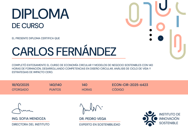 Modelo de certificado de curso moderno y llamativo Modelo de certificado de curso moderno y llamativo