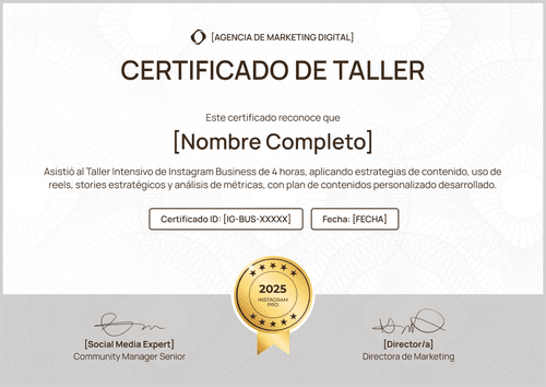 Descarga modelo de certificado de taller organizado - Horizontal Descarga modelo de certificado de taller organizado - Horizontal