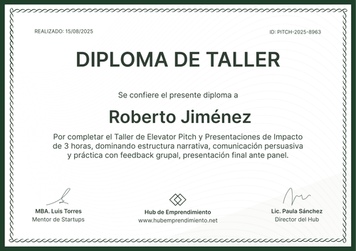Modelo de certificado de taller sencillo y profesional – Horizontal Modelo de certificado de taller sencillo y profesional – Horizontal