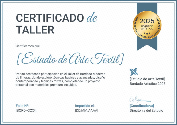 Modelo de certificado de taller minimalista y profesional Modelo de certificado de taller minimalista y profesional