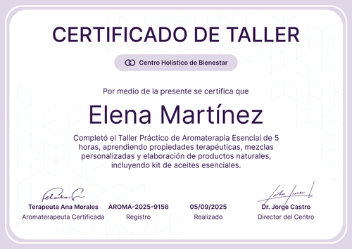 Constancia de taller fresca y profesional – Horizontal Constancia de taller fresca y profesional – Horizontal