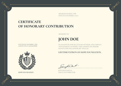 Professional Honorary Certificate Template to Edit for Free - Landscape Professional Honorary Certificate Template to Edit for Free - Landscape