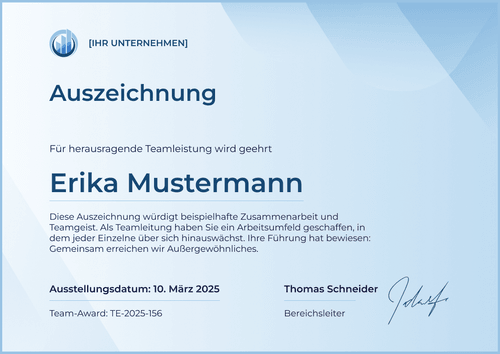 Auszeichnung Vorlage kostenlos für Mitarbeiter - Querformat Auszeichnung Vorlage kostenlos für Mitarbeiter - Querformat