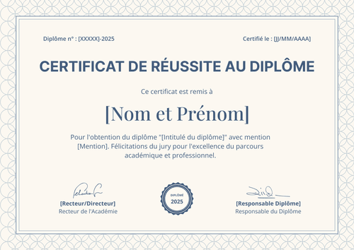 Certificat de réussite modèle gala – Paysage Certificat de réussite modèle gala – Paysage