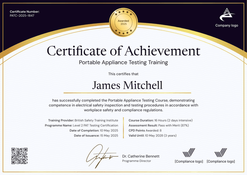 Free Modern PAT Testing Certificate Template – Landscape Free Modern PAT Testing Certificate Template – Landscape