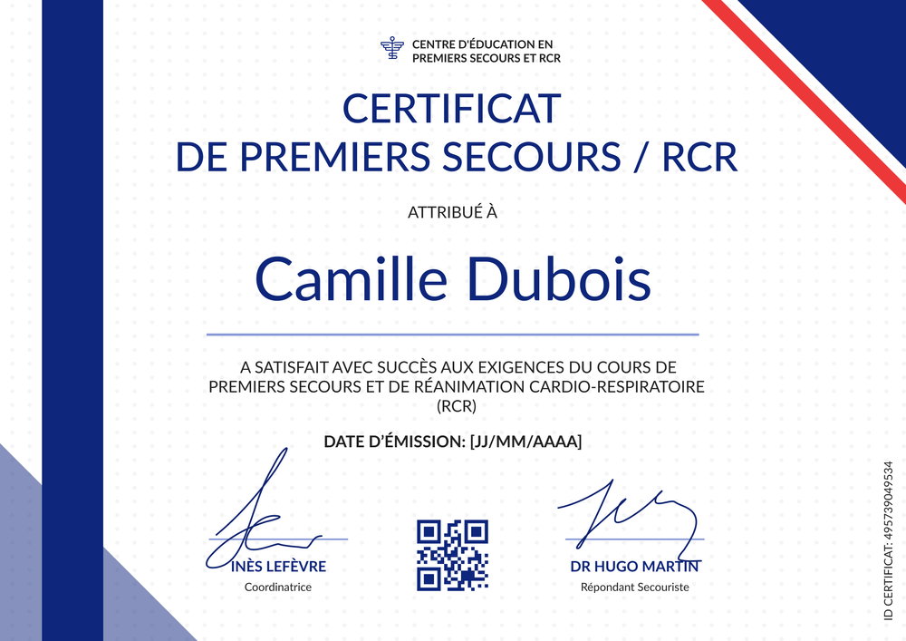 Certificat de premiers secours professionnel – Paysage Certificat de premiers secours professionnel – Paysage