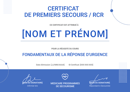Certificat premiers secours minimaliste – Paysage Certificat premiers secours minimaliste – Paysage