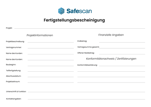 Fertigstellungsbescheinigung Vorlage kostenlos bearbeiten - Querformat Fertigstellungsbescheinigung Vorlage kostenlos bearbeiten - Querformat