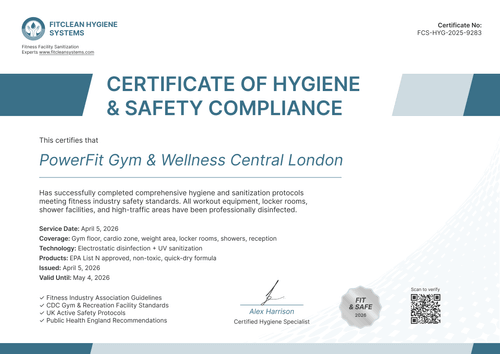 Modern Certificate of Sanitization Template Landscape Modern Certificate of Sanitization Template Landscape