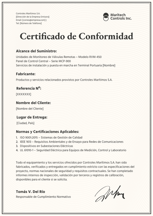 Certificado de conformidad refinado – Portrait Certificado de conformidad refinado – Portrait
