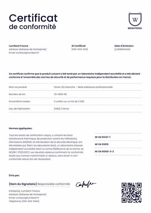 Modèle certificat de conformité – Portrait Modèle certificat de conformité – Portrait