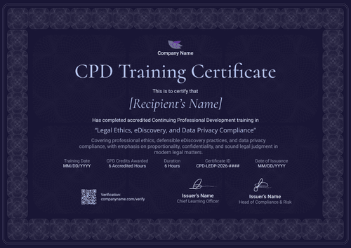 Edit-Ready Template for CPD Training Certificate - Landscape Edit-Ready Template for CPD Training Certificate - Landscape