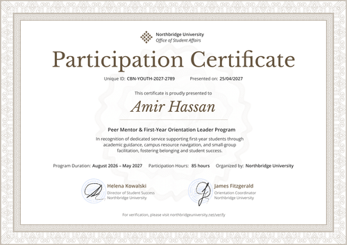 Bright and brown participation certificate template Bright and brown participation certificate template